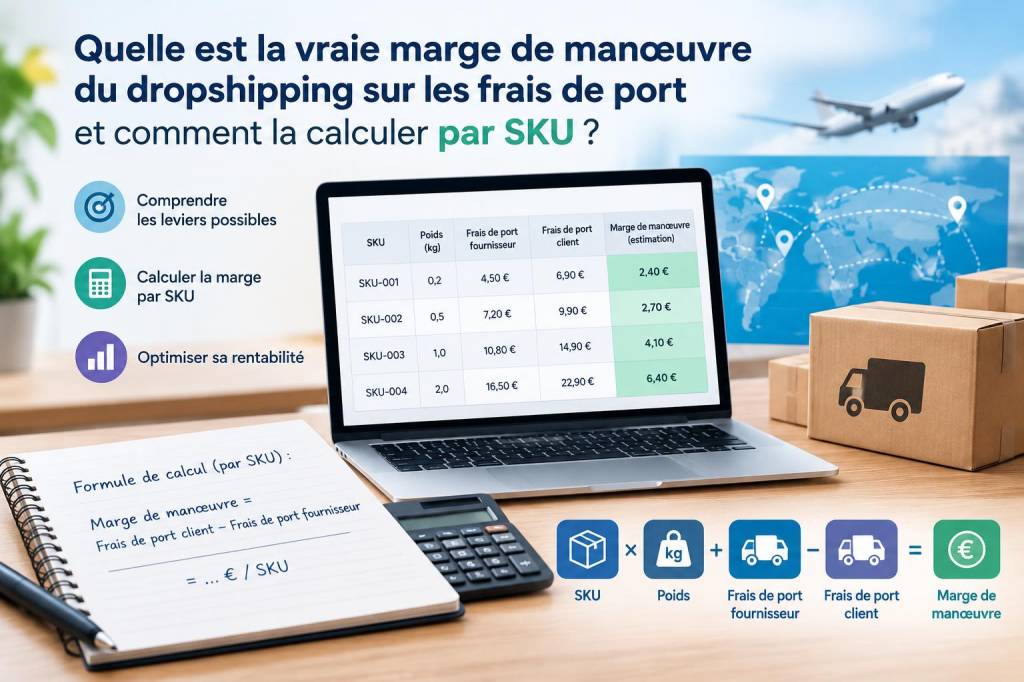 Quelle est la vraie marge de manœuvre du dropshipping sur les frais de port et comment la calculer par sku